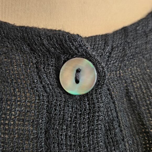 CTC Linens Womens Black Linen Nylon Blend Top Button Front Long Sleeve Small - Picture 7 of 15